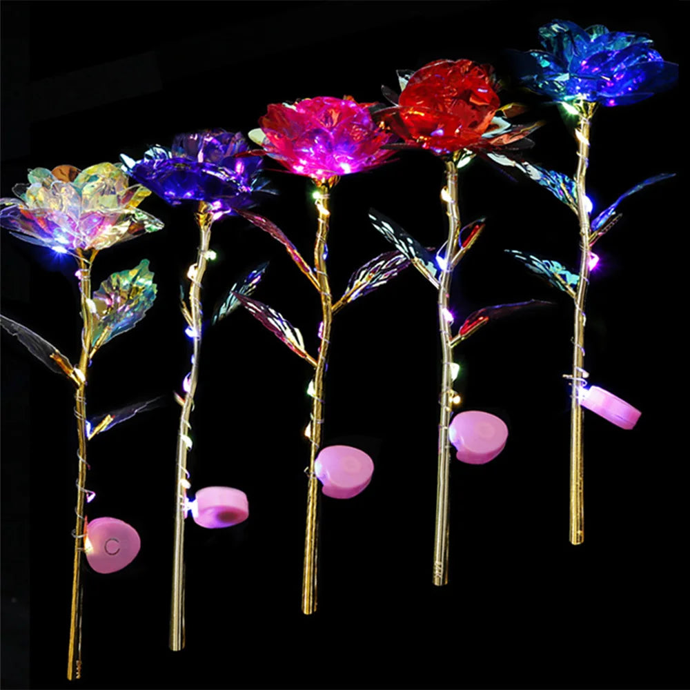 24K Gold Leaf Plated Led Light Up Roses Handmade with Love