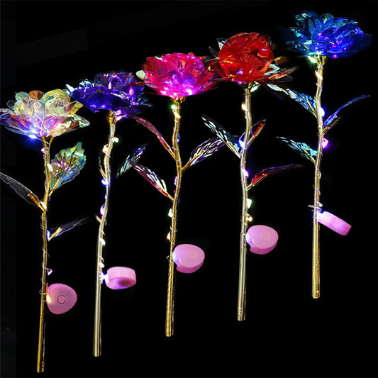 24K Gold Leaf Plated Led Light Up Roses Handmade with Love